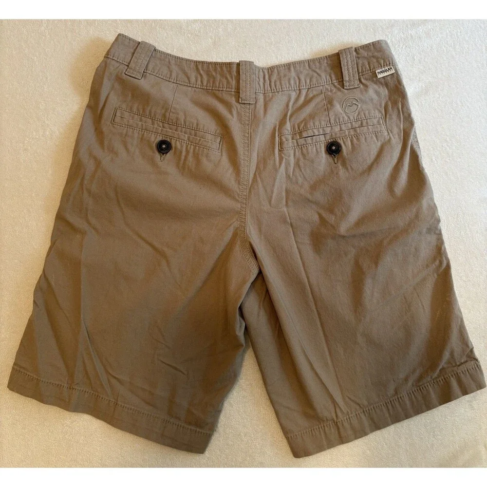 Magellan Outdoors Men’s 30W Khaki Chino Shorts Cotton Stretch Casual Flat Front